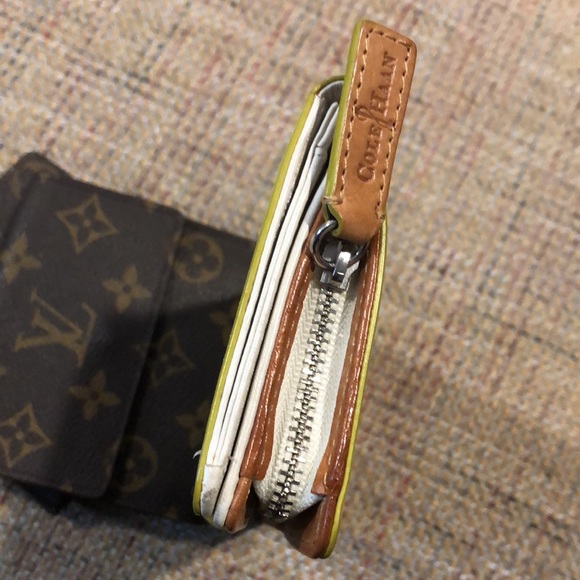 COLE HAAN Ivory Calfskin & Vachetta Leather Long Bifold Wallet Turquoise Lining - Picture 10 of 17